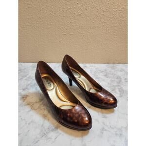 Coach and Four Womens Brown Patent Leather Pump Round Toe Stiletto Heel Size 6.5